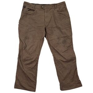 BRUNT Workwear Pants Mens Brown Canvas Relaxed Fit Cargo Utility 42x30 Casual